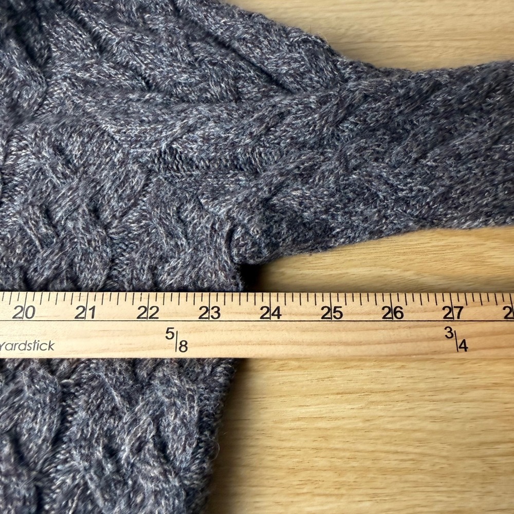 Grandpacore Wool Blend Shawl Collar Cardigan L Brown Cable Knit Old Money Pipe - Picture 6 of 9
